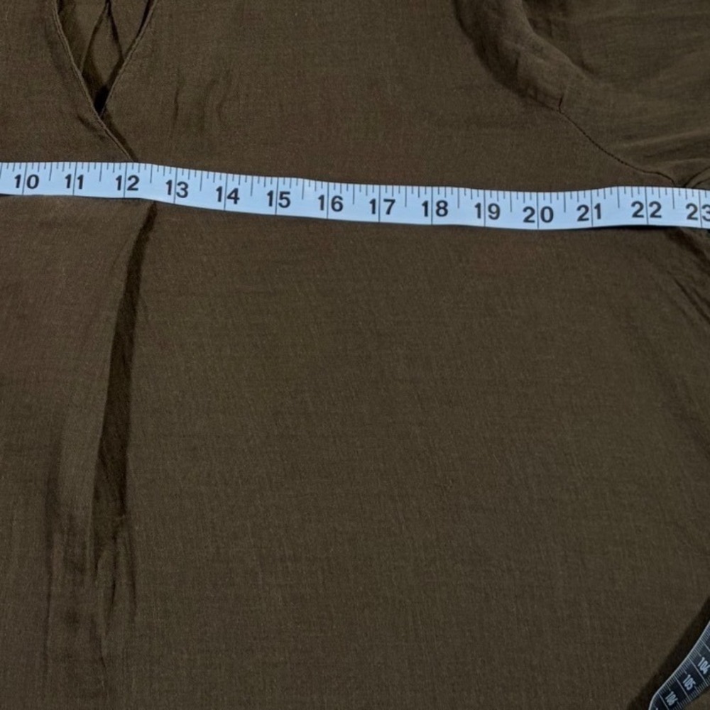 Old Navy Women L Dark Olive Green Gauze Blouse Split Neck Long Sleeve Boho Top - Picture 4 of 4